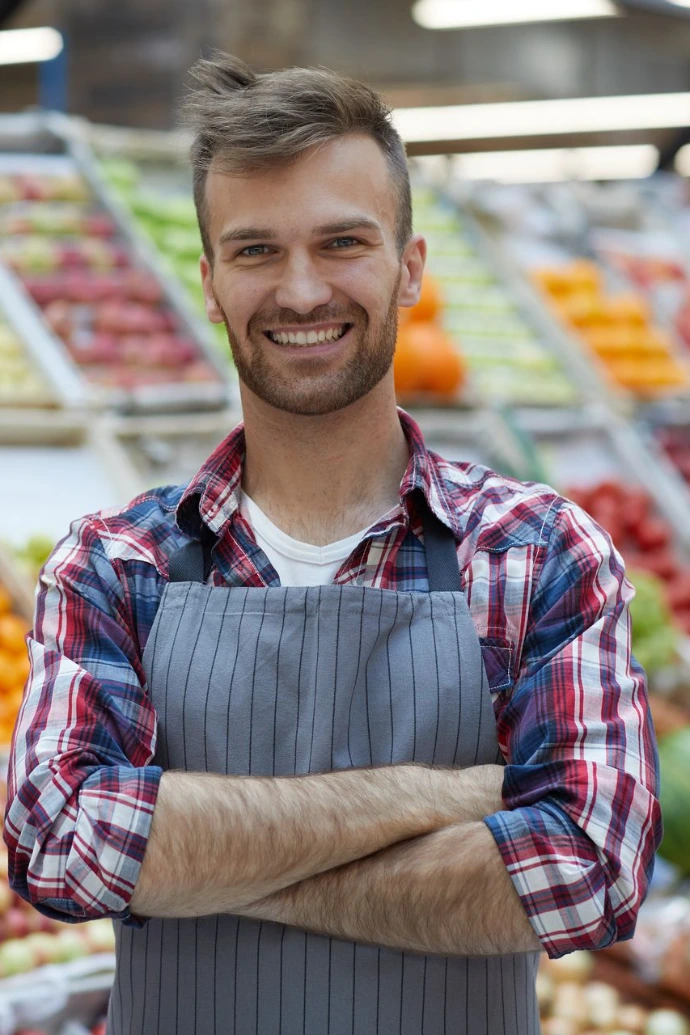 Man Working in Supermarket