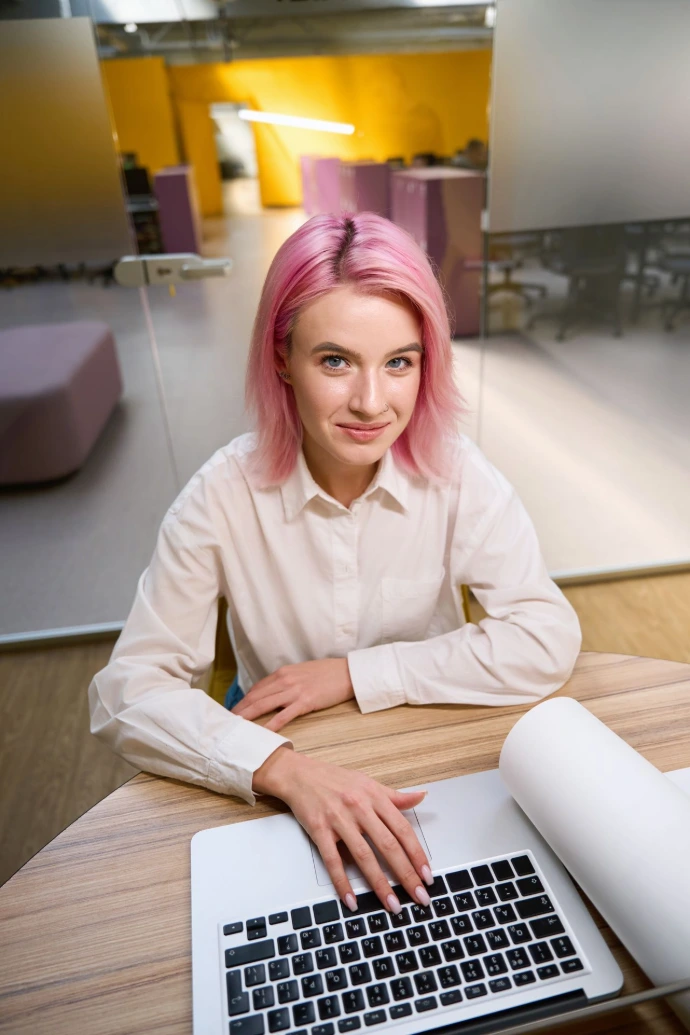 Professional designer working in the office online